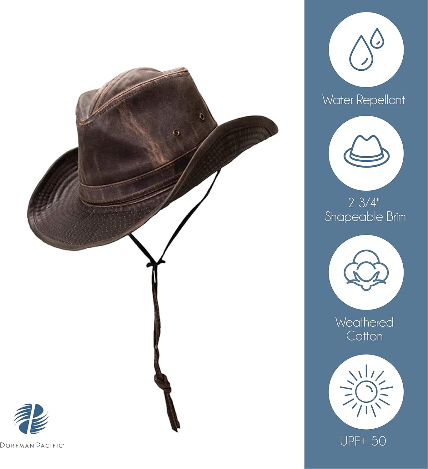 Dorfman Pacific Men's Outback Hat with Chin Cord at  Men’s Clothing store