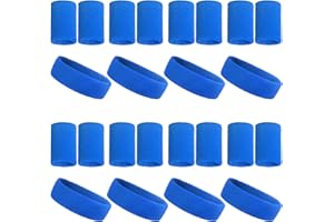 U-MOJOK 24 Pcs Neon Sweatbands Set Include 8 Pcs Sports Headband and 16 Pcs Cotton Wristbands 80s Neon Sweat Bands Bulk for Gym, Tennis, Basketball, Running, Exercise