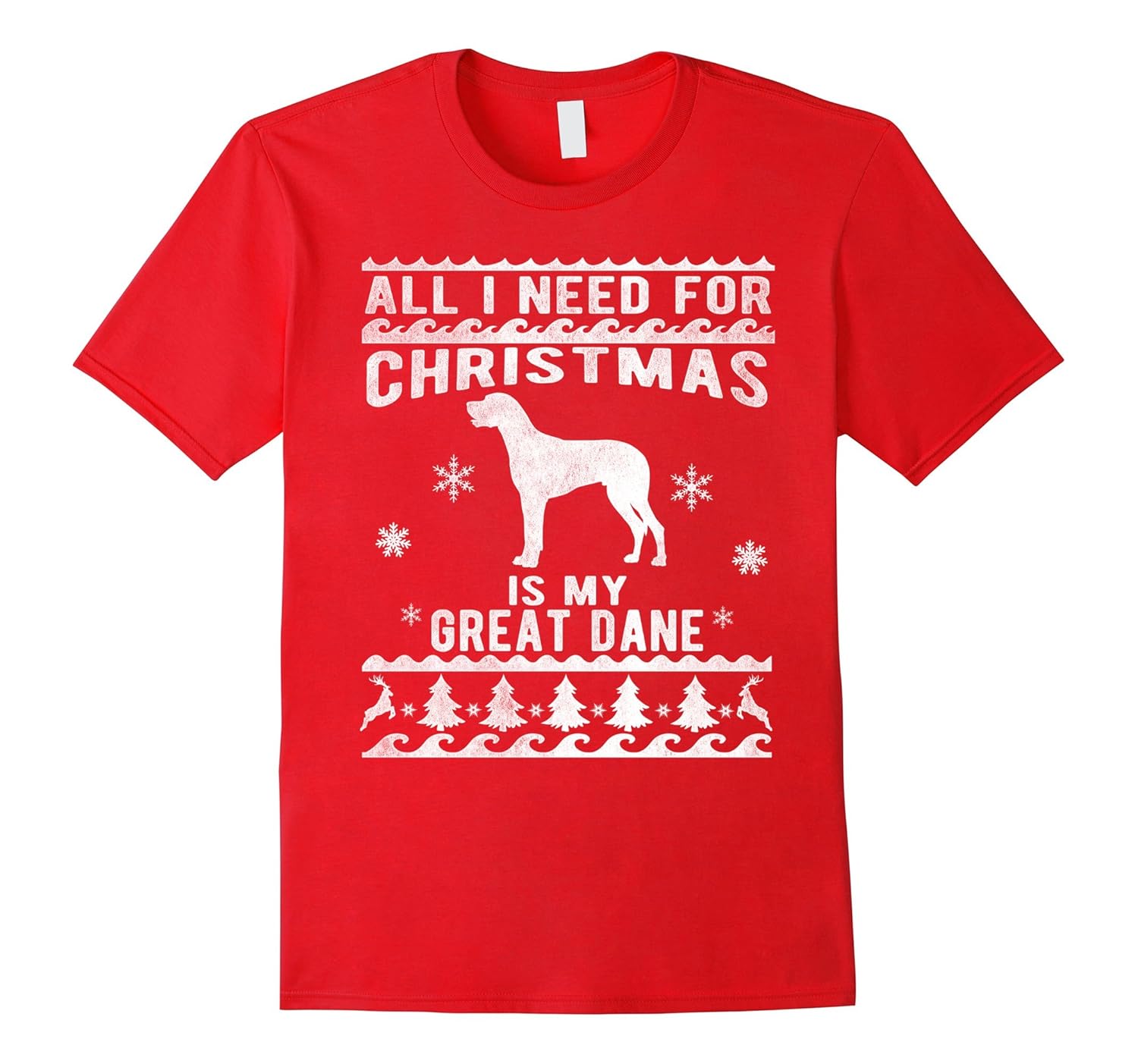 Cool Vintage Christmas Style Great Dane Dog Funny T-Shirt-ANZ