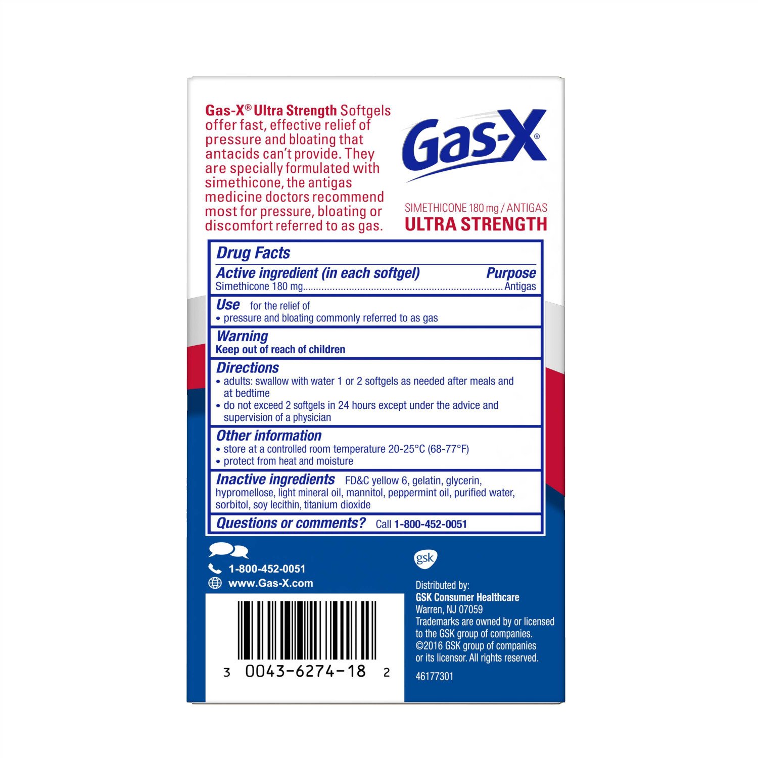 Gas-X Ultra Strength Softgel for Fast Gas Relief, 18 count: Prime Pantry