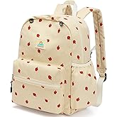 STEAMEDBUN Corduroy Kids Backpack for Girls and Boys 5-8: Girls Backpack for Elementary Kindergarten - 15 inch Cute Backpacks for Kids - Strawberry