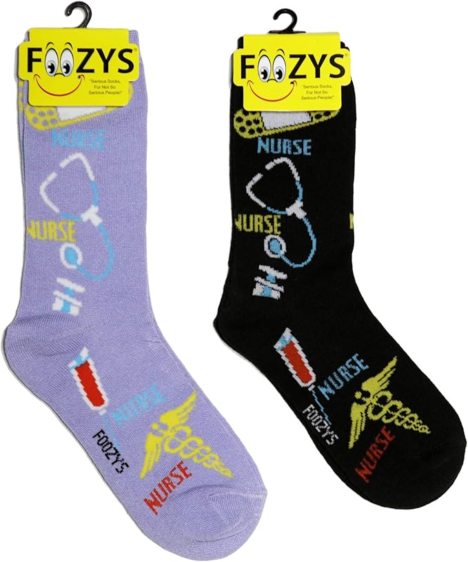 Foozys Women’s Crew Socks Cute Nurse Fun Designs Novelty