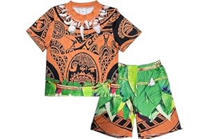 Omertshirt Boys Maui Tattoo Shirt and Pants short Set for Toddlers and Big Kids