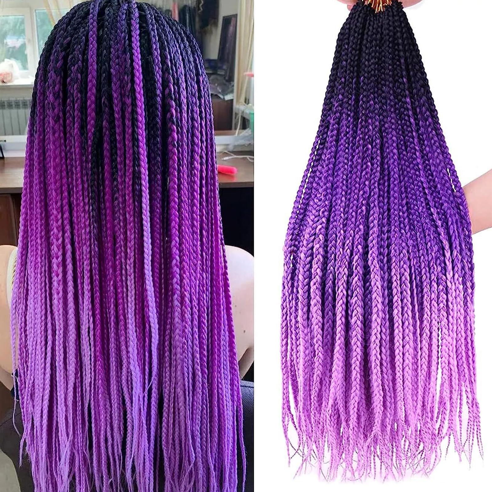 TAOYEMY Box Braids Crochet Hair Extensions 24 Inch 6 Packs, 22 Strands/Pack, Synthetic Braiding Hair for Women & Girls (52#, 24 inch) — image 1