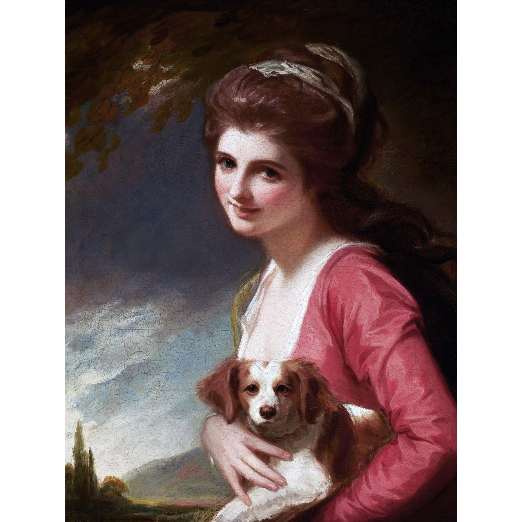 Romney Portrait Lady Hamilton Dog Painting Large Wall Art Print Canvas Premium Mural