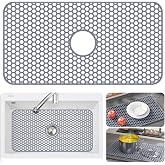 Bestjing Silicone Sink Protectors for Kitchen Sink-30"x 16" Center Drain | Gray, For Kitchen Sink, Non-Slip, Heat Resistant, For Farmhouse Porcelain Stainless Steel