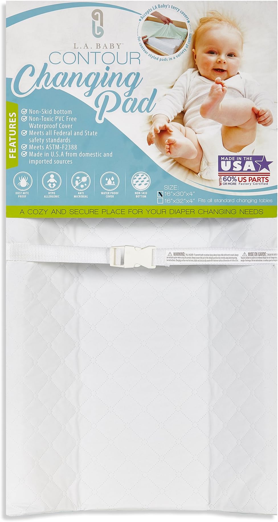 LA Baby Contour Changing Pad, White, 30 by LA Baby