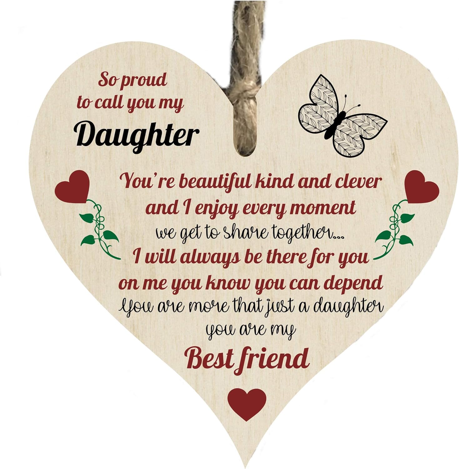 The Sticker Studio Ltd So Proud Daughter Friend Quote Mothers Day Wooden Heart Shape Plaque Gift Sign Htc75 Amazon Co Uk Kitchen Home