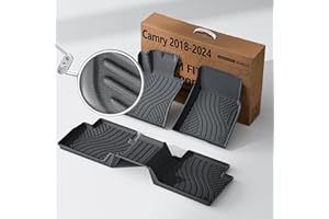 Runine Carbon Fiber Floor Mats for Toyota Camry 2018 2019 2020 2021 2022 2023 2024 (Not for Hybrid), All Weather Protection TPE Car Mats Custom Car Liners Accessories, Front & 2nd Row Floor Liners Set