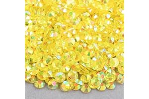 Niziky 5000PCS 4mm Resin Flatback Rhinestones, Transparent Flatback Rhinestones Crystal for Crafts, Lemon Yellow AB Color Flatback Jelly Resin Rhinestones for Shoes, Mugs, Bottles, Cups, Crafts