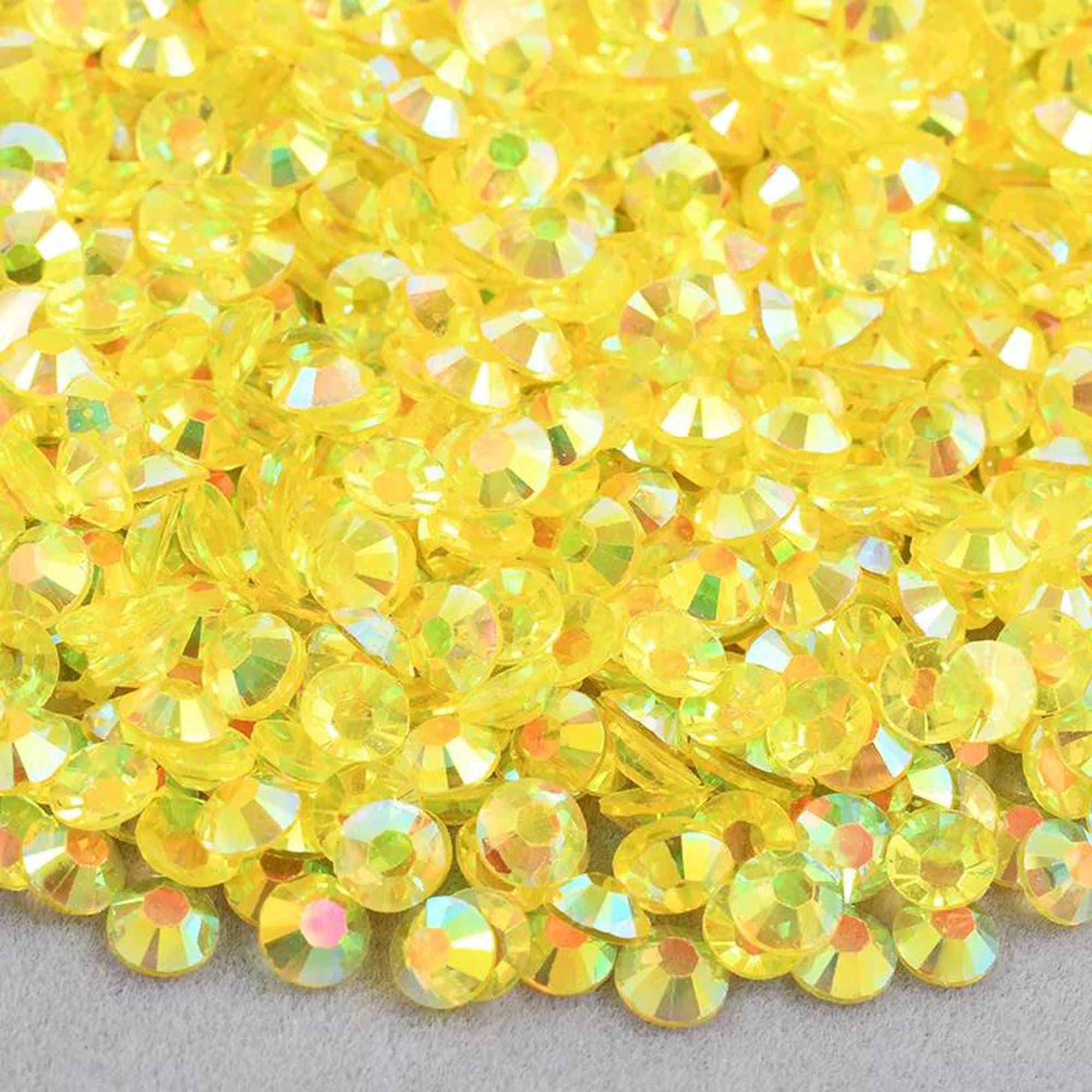 Photo 1 of Niziky 3000PCS 5mm Resin Crystal for Crafts, Jelly AB Lemon Yellow Flatback Rhinestones