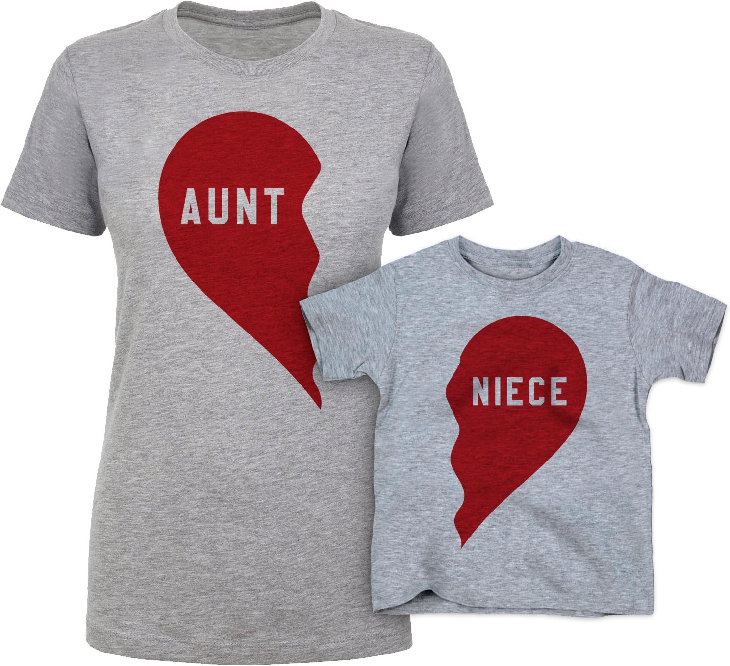 Aunt and Niece Split Heart Matching Adult T Shirt and Toddler Set