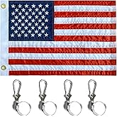 Embroidered Stars Boat Flag 12x18 Inch - American Boat Flag Kit with 4 Clips Heavy Duty Nylon Sewn Stripes US Pontoon Boat Marine Flags Banner with 2 Brass Grommets