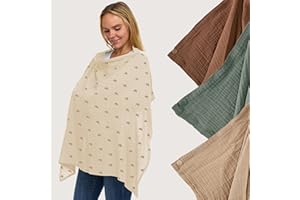 BABYLICIOUS Muslin Nursing Cover Up for Breastfeeding - Breast Feeding Covers for Women | Breathable 100% Muslin Cotton Breastfeeding Cover with Arch-line and Adjustable Straps | Breastfeeding Essentials