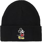 Mickey Mouse Mickey Embroidery Black Acrylic Knit Standard Cuff Beanie