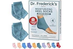 Dr. Frederick's Original Moisturizing Fuzzy Heel Socks for Dry Cracked Heels Treatment - Infused with Olive Oil, Jojoba Oil and Vitamin E - 2 Pairs - Stocking Stuffers for Adults - Teal Tranquility