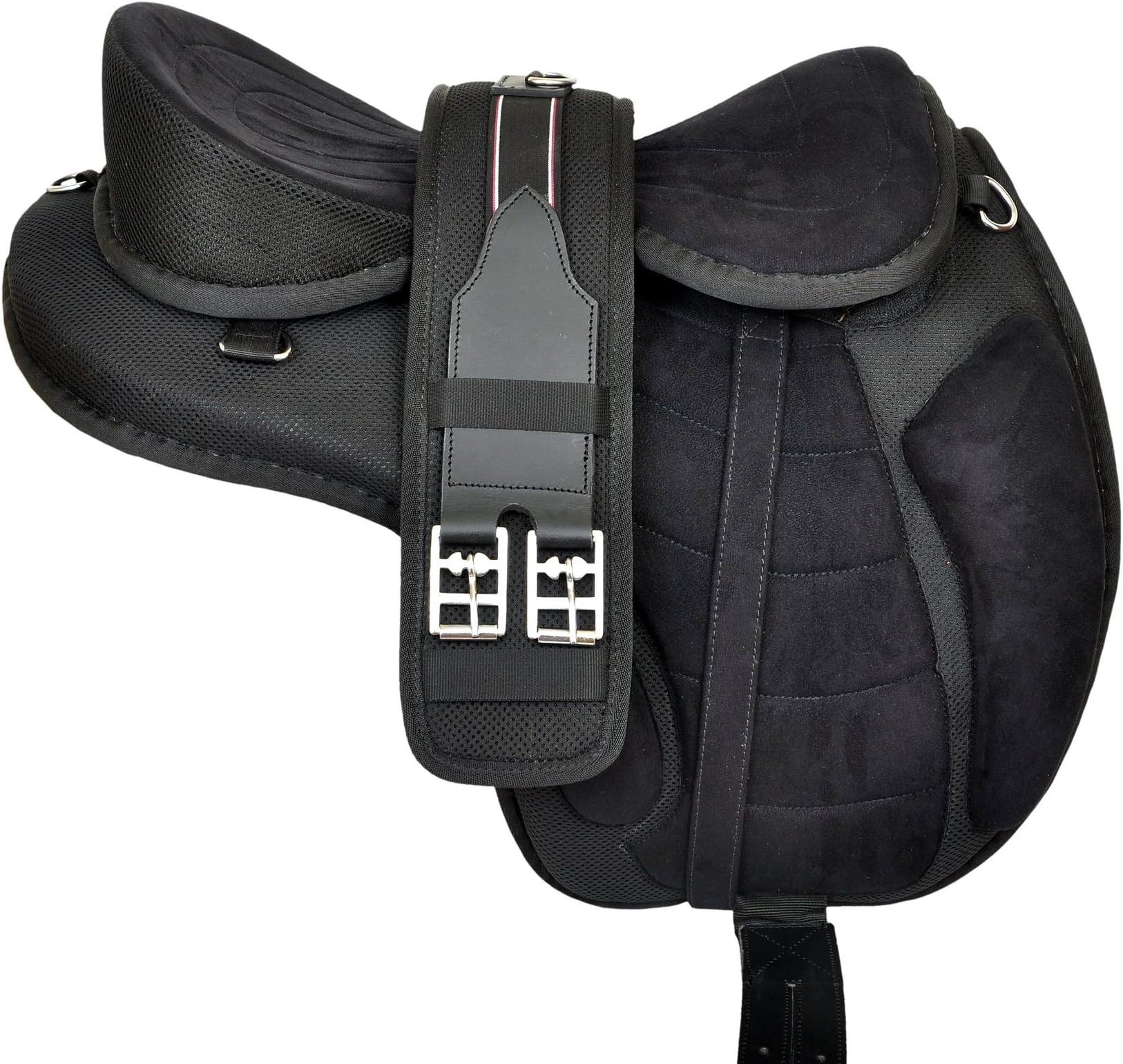 Manaal Enterprises Multicolored Synthetic Treeless FREEMAX English Horse Saddles Tack, Get Matching Girth, Leather Straps, Size 14" to 18" Inches Seat Available (16" Inches Seat, Black)