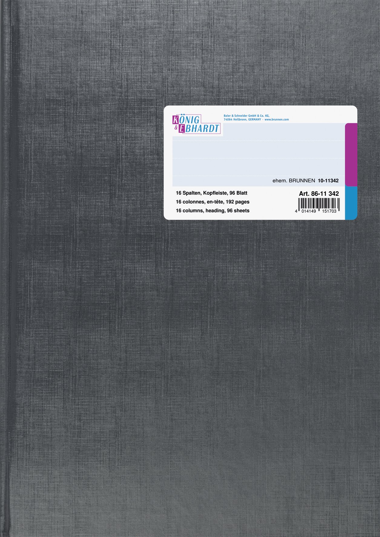 König & Ebhardt 8611342 Split Column Arch Elephant Skin Blanket/16 Account Book, A4, Light Blue