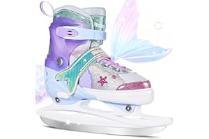 Rotayi Mermaid Tail Girls Ice Skates, Adjustable Ice Skates for Kids Youth Ages 3-12, Toddler Ice Hockey Skates for Beginners