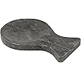 Luxury Hand-Carved Natural Charcoal Marble Spoon Rest – Heavy-Duty Utensil Holder for Spoons, Ladles & Spatulas, Made from Premium Java Stone, Chemical-Free & Elegant (Dark Grey, 8.6”)