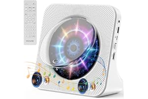 KOVCDVI CD Player Portable Desktop CD Players for Home,Bluetooth CD Player with Speakers Remote Control Dust Cover Display FM Radio Timer USB AUX Headphone Port for Kids Adults