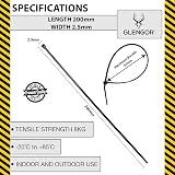 Glengor Black Cable Ties 100 Pack 200mm x 2.5mm Heavy Duty Zip Ties for Home view 2