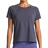 Reebok Women's Spirit Raglan Crewneck T-Shirt, Standard Fit, Lightweight Stretch Poly Performance Fabric