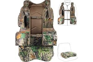Yeacool Turkey Vest for Hunting with Seat & Game Pouch – Turkey Hunting Vest, Silent Camo Gear，Turkey Hunting Gear for Men & Women, Lightweight Hunting Accessories