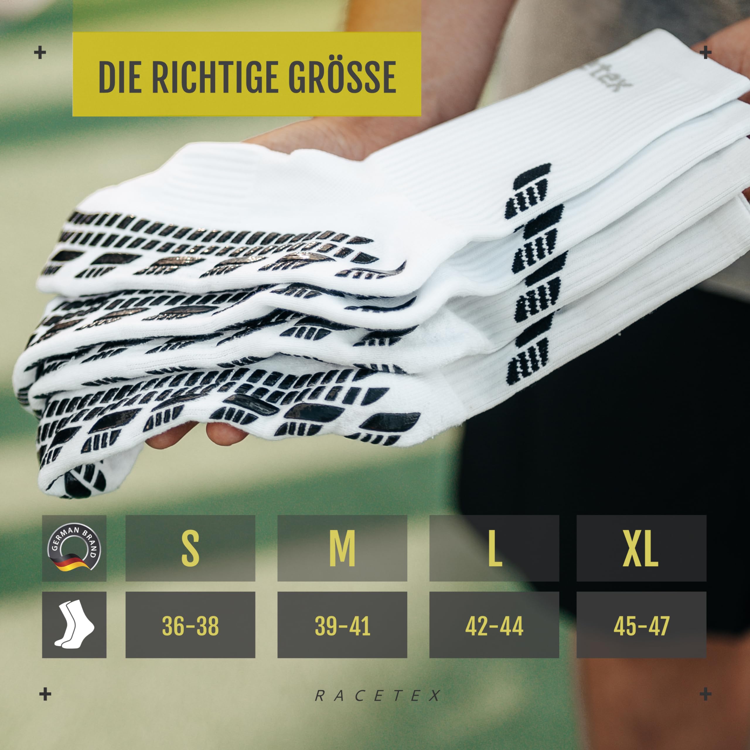 Racetex Football Socks weiß [3er-PACK] - Atmungsaktive Grip Socken Fussball - Fußball Socken Männer und Damen - Rutschfeste und schweißabweisend Fußballsocken Herren für einen optimalen Komfort 7