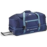 High Sierra Fairlead Portable 28 Inch Polyester Drop Bottom Wheeled Rolling Duffel Travel Bag with Recessed Telescoping Handle, Graphite Blue