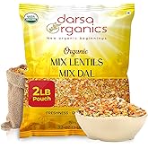 Darsa Organics Mixed Lentils (Panchratna Dal) 2lb | USDA Organic, Non-GMO, Kosher | Superfood Rich in Protein & Fiber | Great