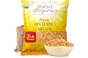 Darsa Organics Mixed Lentils (Panchratna Dal) 2lb | USDA Organic, Non-GMO, Kosher | Superfood Rich in Protein & Fiber | Great for Soup Mix, Stews, & Curries