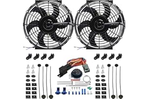 American Volt Dual Reversible 12V Electric Engine Radiator Cooling Fan & Adjustable Thermostat Switch Kit (10" Inch)