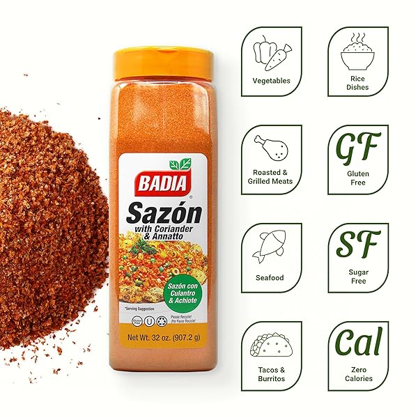 BADIA SAZON WITH CORIANDER AND ANNATTO, 32 OZ – LATIN FLAVOR SPICE BLEND FOR COOKING, RICE, MEATS & STEWS