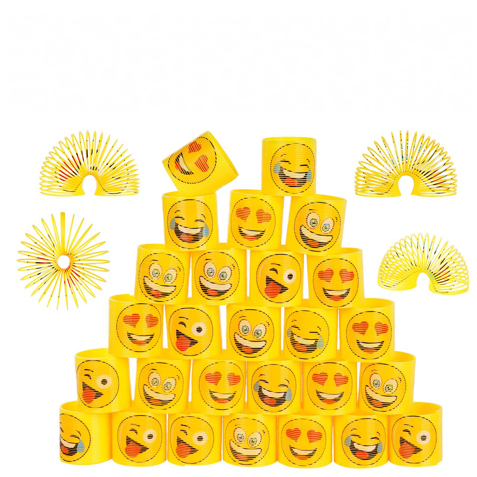 flintronic 30Pcs Rainbow Spring Toy, Spring Party Bag Fillers Rainbow Mini Smile Toys with Unicorn Stickers, Smile Rainbow Games Springy Party Favour for Kids Boys Girls Party Gift Prizes