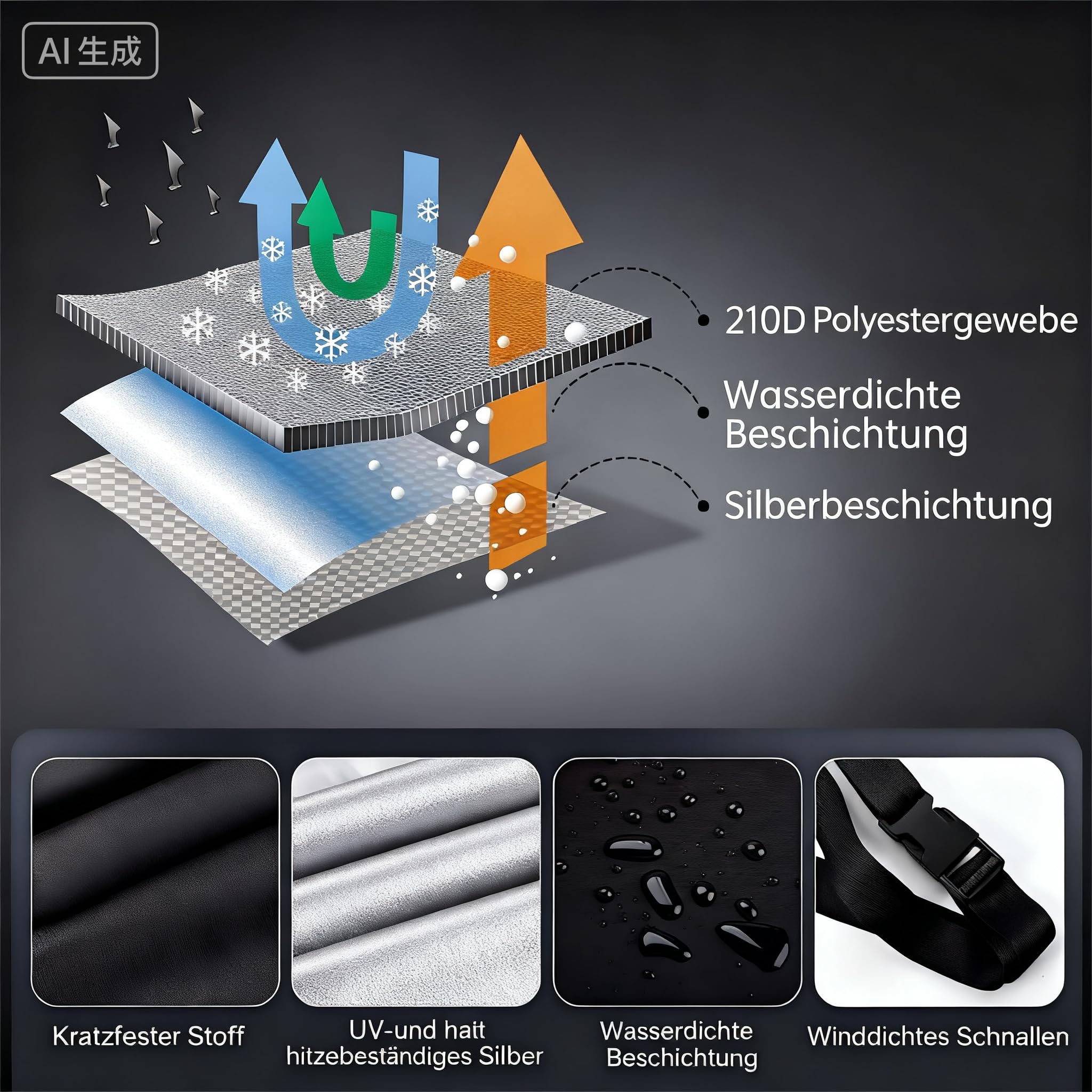 Maizjok Motorrad Abdeckplane Outdoor Motorradabdeckung Wasserdicht 210D Motorrad Garage Plane, Motorradplane Abdeckung Winterfest für Moped Roller Motor Enduro/Straßen 245x105x125cm - Test SEHR GUT 3