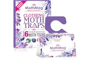 MothMag Clothes & Closet Moth Trap – Pheromone Lure for Fabrics, Carpets, Wardrobes – Mothballs Alternative, Indoor Insect Control