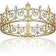 yanstar Gold King Crowns for Men, Metal Royal Prince Crown and Tiaras for Birthday Prom Party Hats Costume