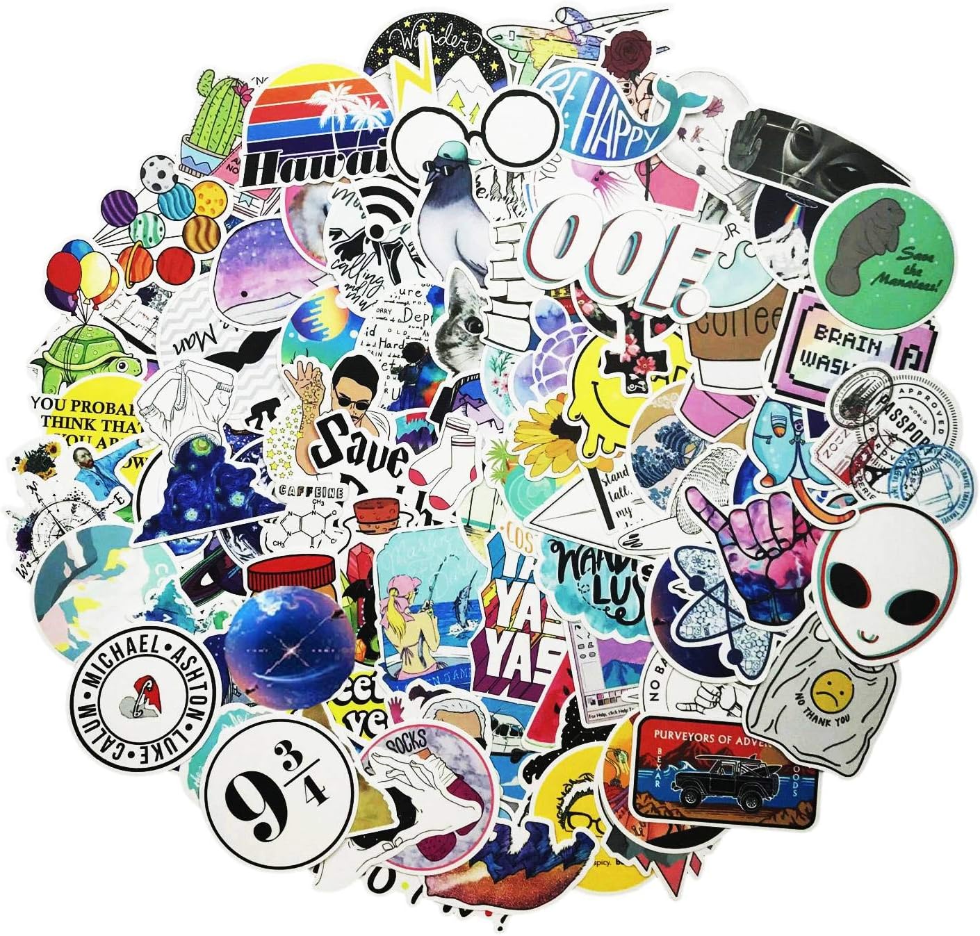KONLOY Stickers for Water Bottles 103 Pcs, Aesthetic Trendy Stickers Cute Funny Stickers for Teens,Girls | Perfect for Waterbottle,Laptop,Phone,Hydro Flask Travel Vsco Vinyl Stickers