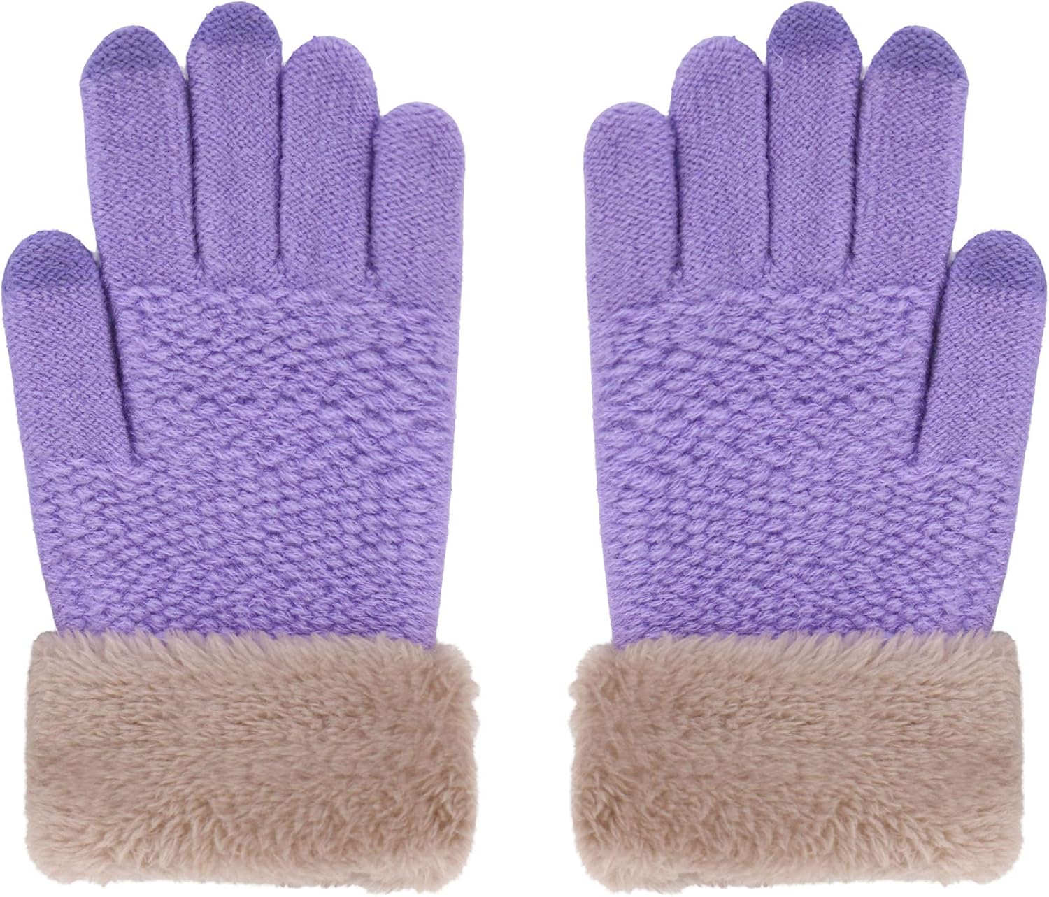 2 & 3 Pack Kids Touchscreen Winter Knit Gloves with Faux Fur Cuff: Clothing
