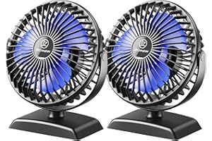 JZCreater USB Desk Fan, 2Pack USB Fan, 360 Rotation Desktop Fan with 3 Speed, Table Personal Cooling Fan, Quiet Mini Desk Fan, USB Powered, Small Fan for Home Office Bedroom Car Travel, Black Blue