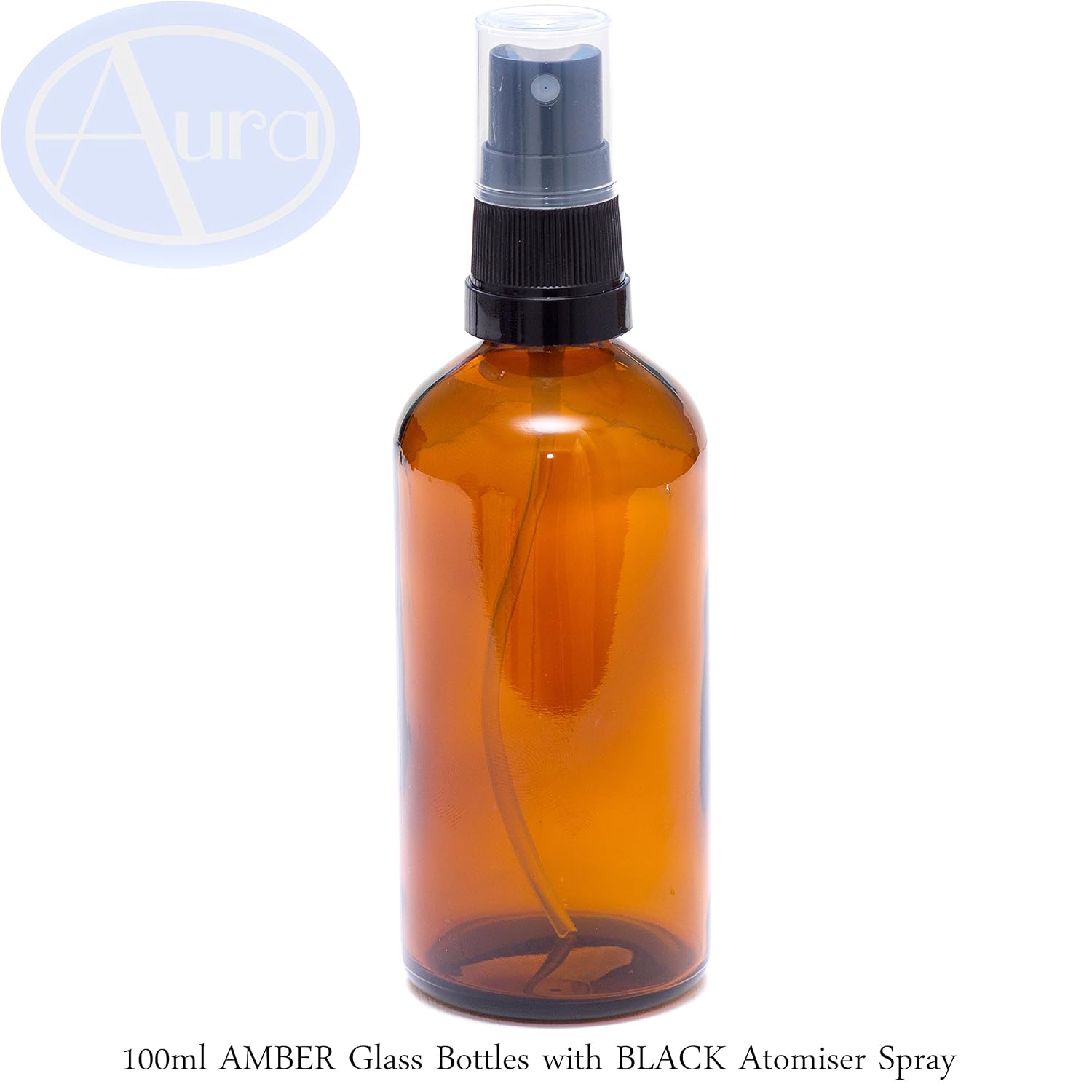 Aura 100ml AMBER Glass Bottle with BLACK Atomiser Spray Amazon.co.uk