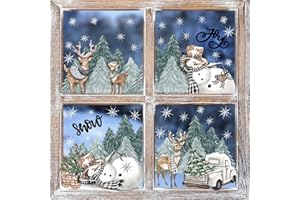 Horaldaily 331 PCS Christmas Window Cling Sticker, Deer Truck Snowman for Home Party Supplies Shop Window Glass Display Decoration