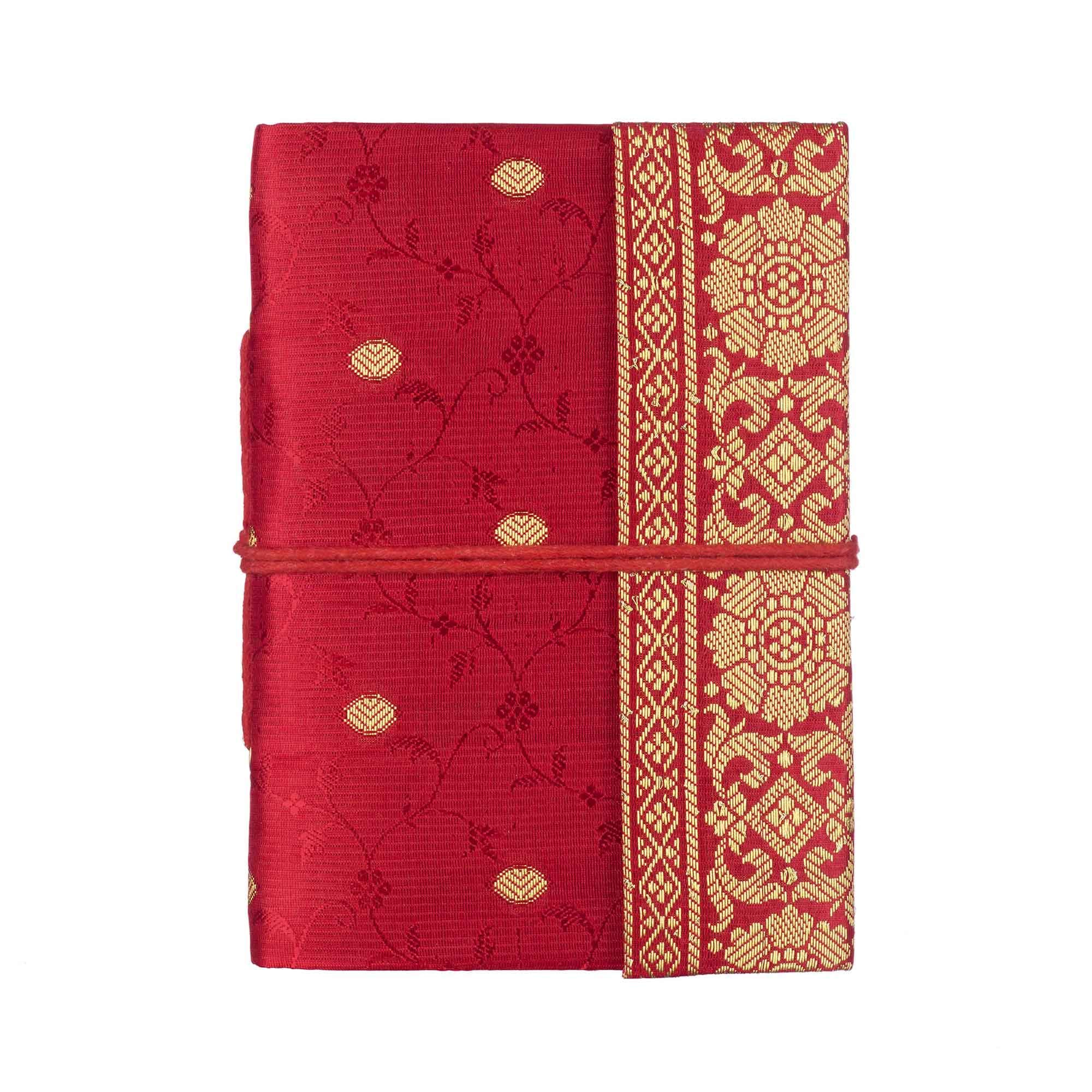 Paper High Handmade Sari Notebook - Medium 11 x 16cm - Red - Unlined Recycled Paper - Pocket Notebook and Diary - Indian Stationery Gift