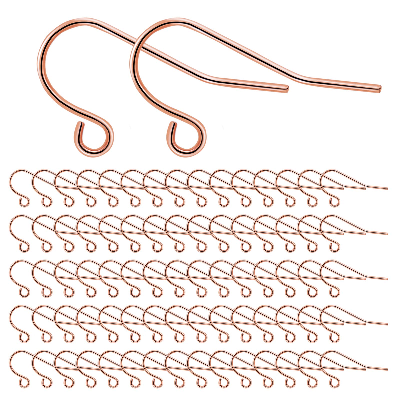 Earring Hooks 925 Silver Plated Ear Wires Fish Hook Earring for DIY Jewelry Customize Making 300 Pcs, Rose Gold