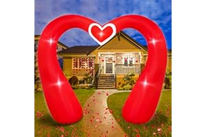 SEASONBLOW 10 FT Valentine's Day Inflatable Archway Decorations, LED Light Up Giant Blow Up Heart Arch for Wedding Anniversary Party Yard Garden Lawn Indoor Outdoor Decor