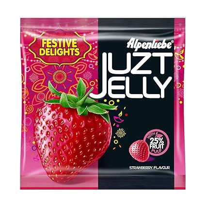 Alpenliebe Juzt Jelly, Strawberry Pouch, 171g, 45pc