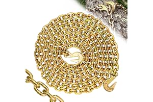 SENKEYFE 3/8" Tow Chain - G80 Trailer Safety Chain with G70 Clevis Grab Hooks for Logging|25FT Heavy Duty Chain Wll 7100 Lbs|Tie Down Chain Binders for Towing Truck Binding Accessories and Transporting