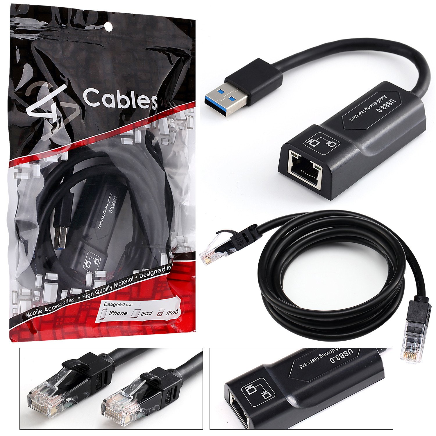USB 3.0 to RJ45 Jack [Super Speed] Cable [10/100