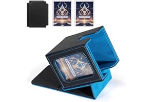 DALURUNHE Mtg deck box for Commander Deck Box with Trading Card Games - Fits 200+ Double Sleeved Cards, 2 in 1 Card Deck Box for TCG CCG EDH, Magnetic Closure for Commander Deck Box Dividers, Black/Blue